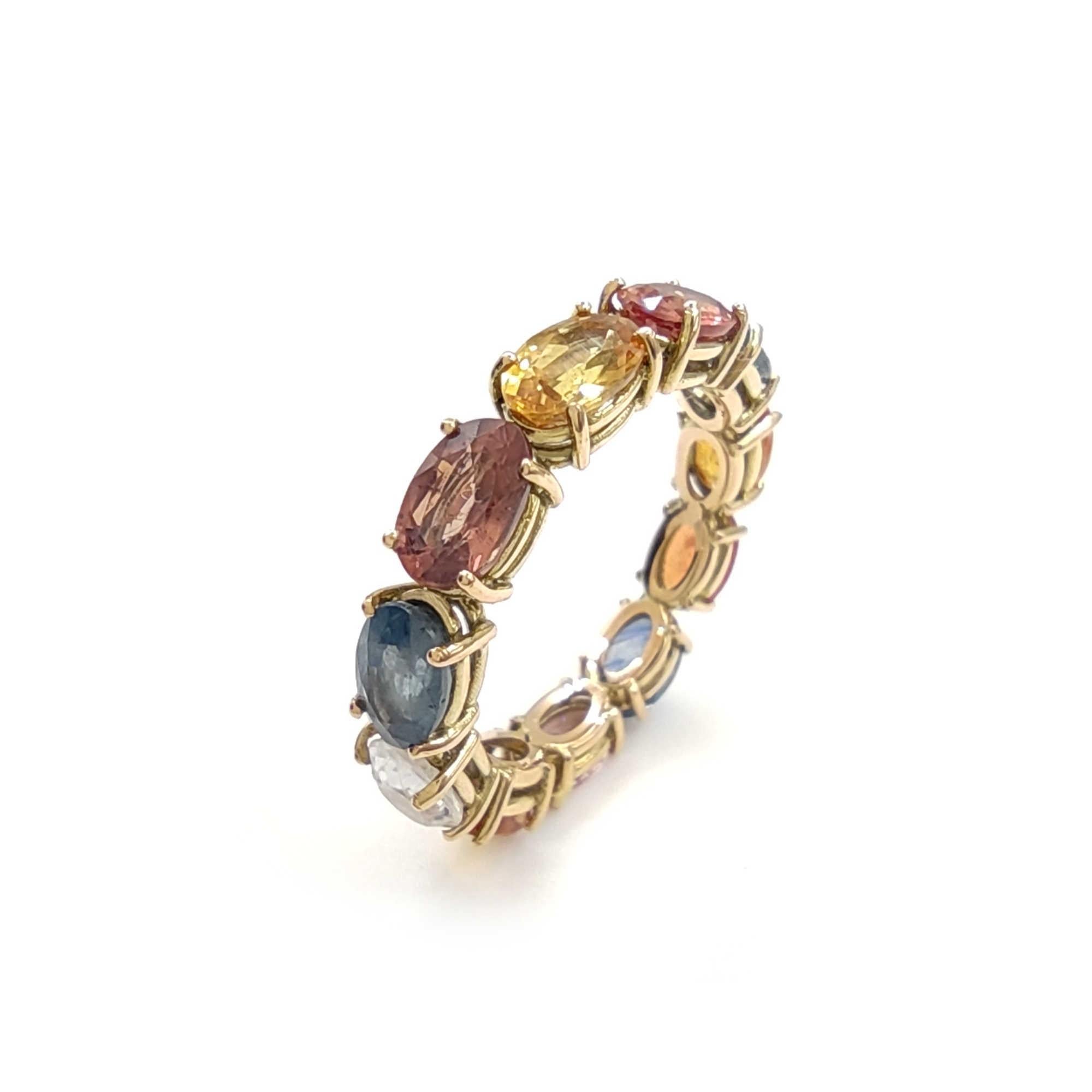 Contemporary Unique 14kt Yellow Gold Ring with Handcrafted Design & Sapphires - Shop Now For Sale