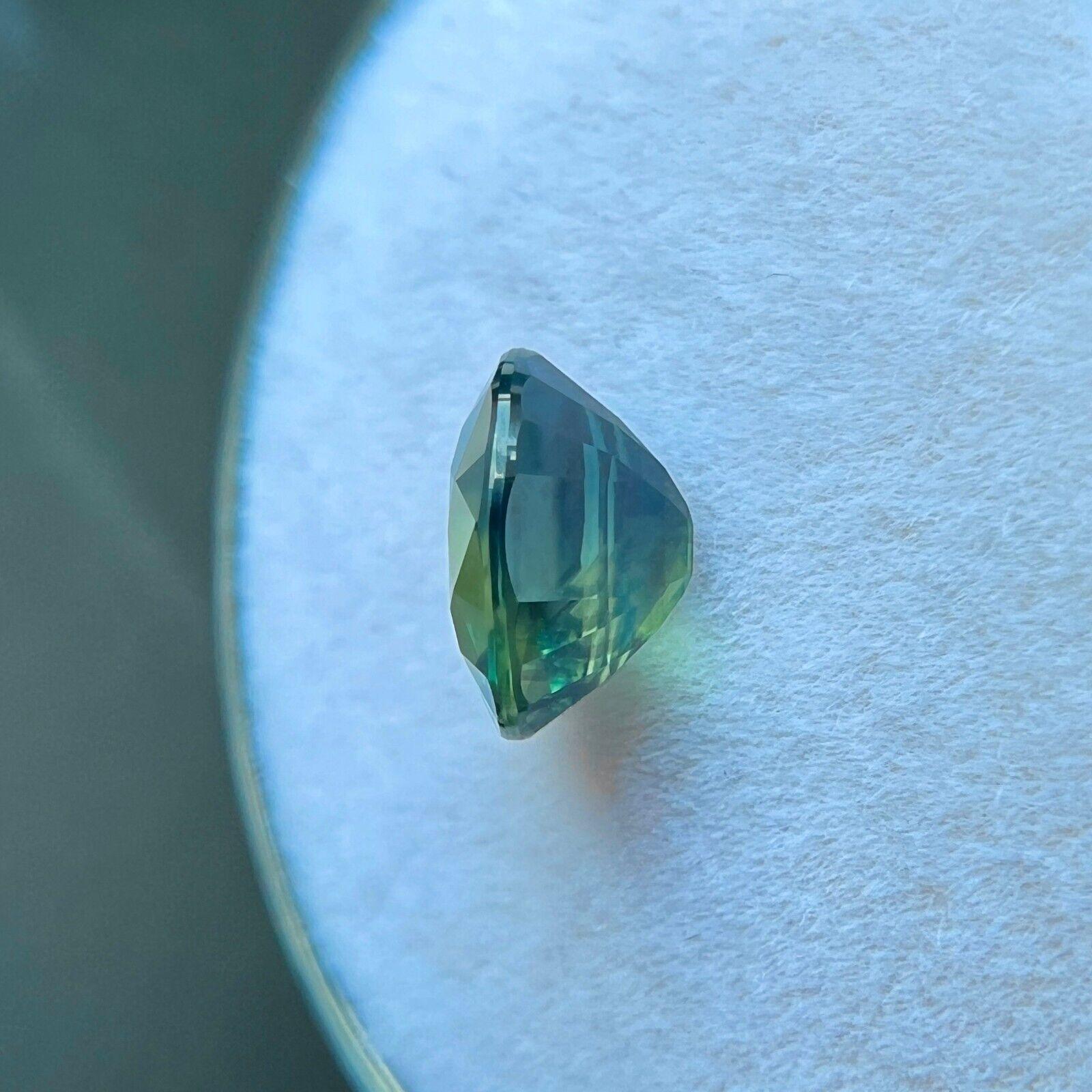 Unique 1.63ct Natural Blue Green Parti Colour Sapphire Oval Cut Rare 7.2x6mm VS For Sale 3