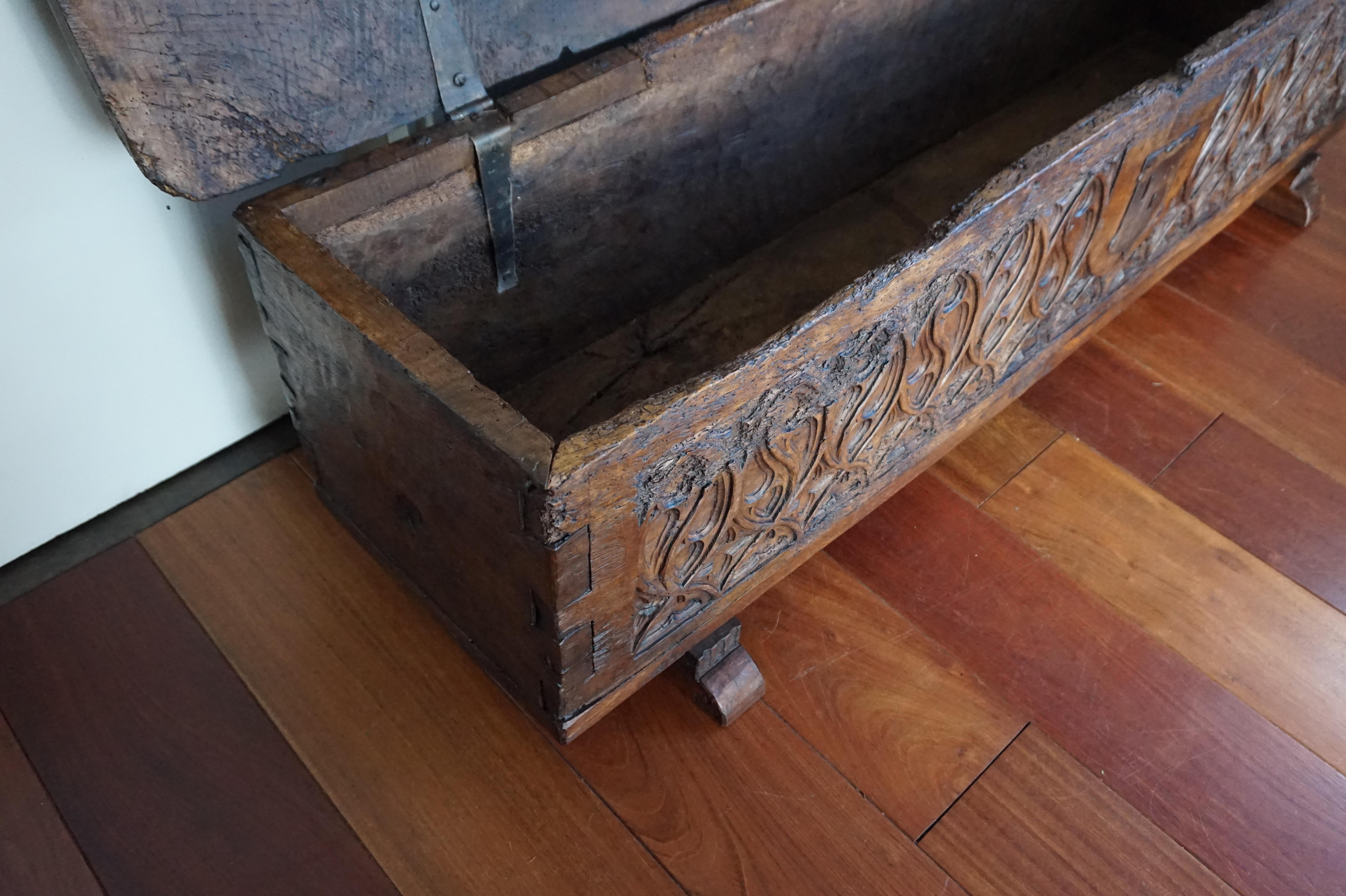Unique 16th Century, Hand Carved French Gothic Revival Nutwood Blanket Chest 7