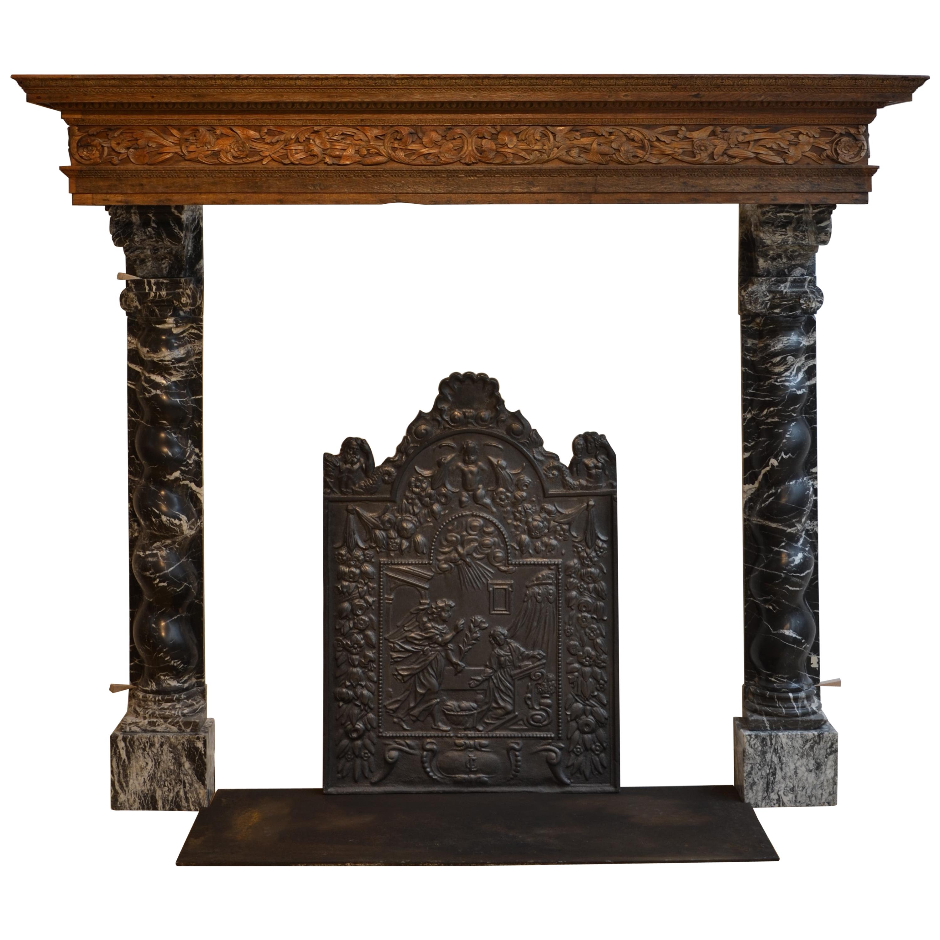 Unique 17th Century Baroque Dutch Fireplace For Sale