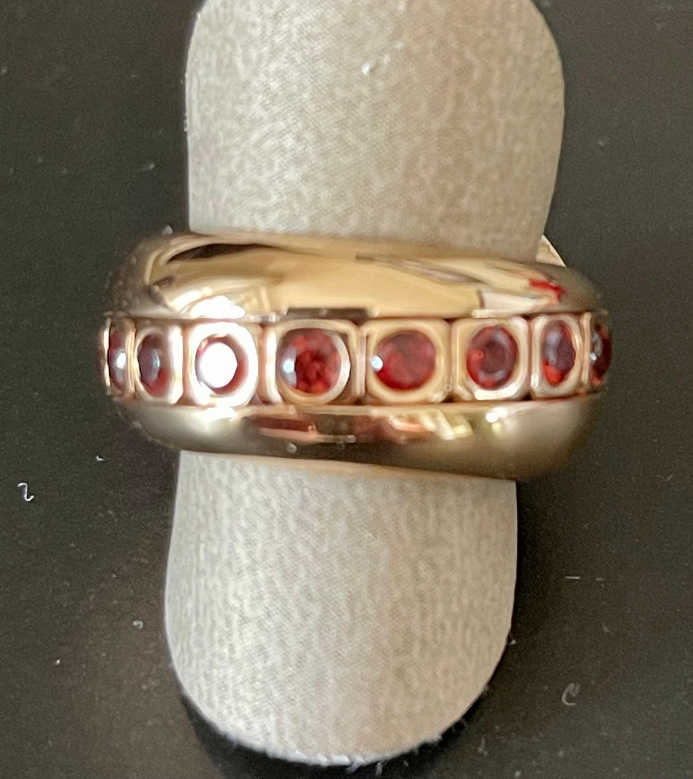 Round Cut Unique 18 K Rose Gold Band Ring with Mandarin Garnets For Sale