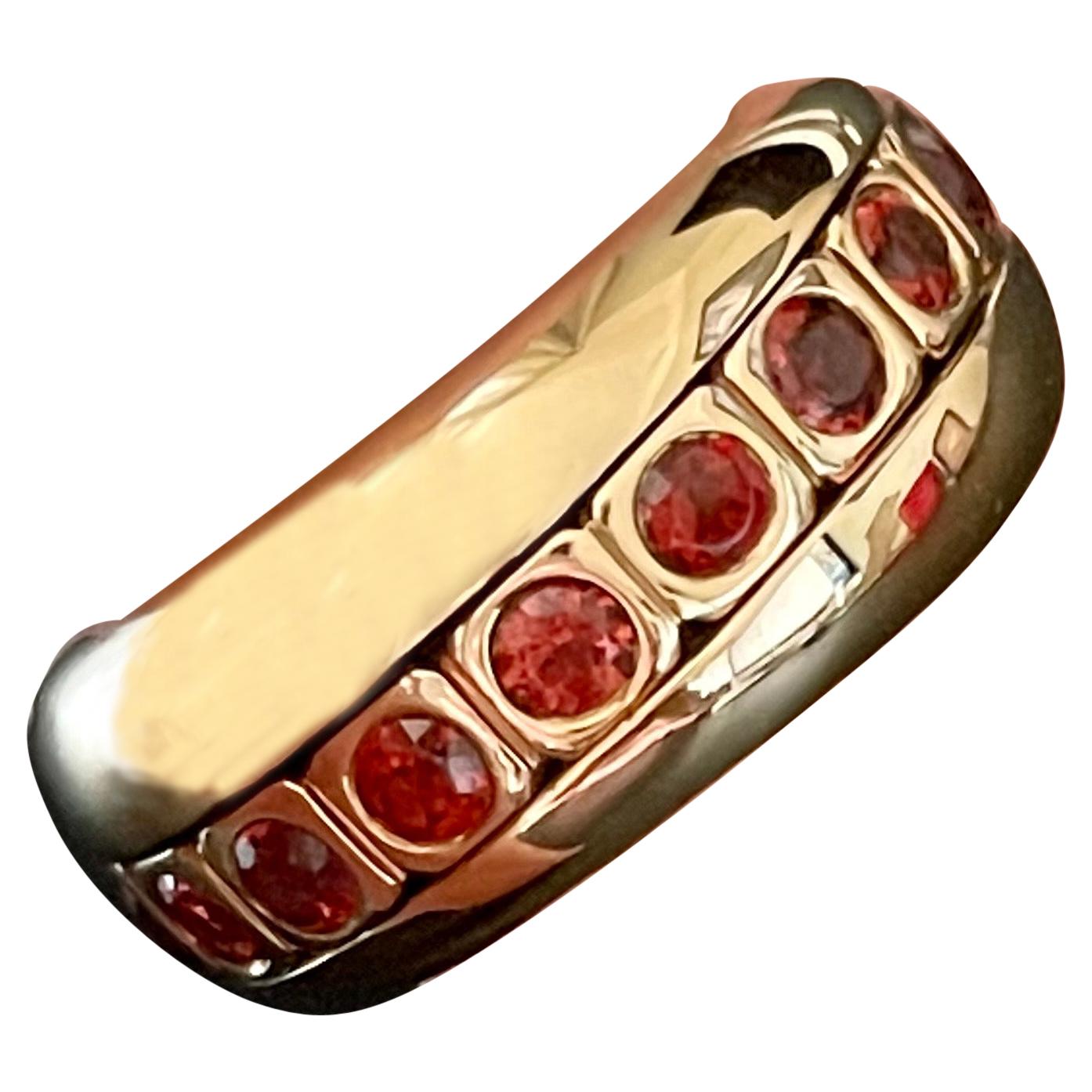 Unique 18 K Rose Gold Band Ring with Mandarin Garnets For Sale
