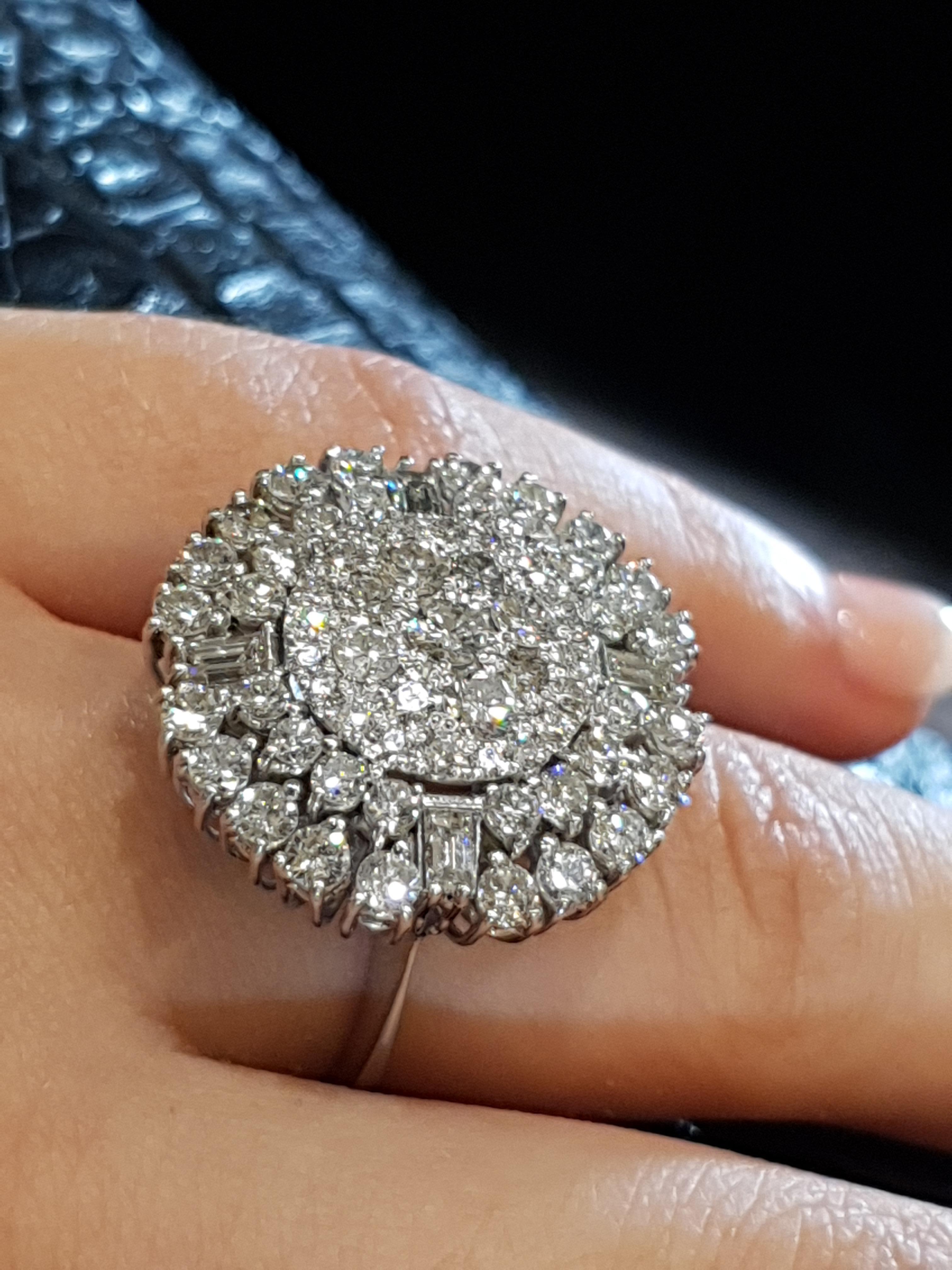 Unique 18kt White Gold, 4ct Diamond Cocktail Ring For Sale 6