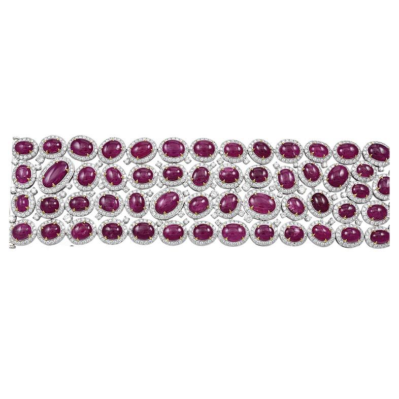 A bracelet in 18 karat white gold with 153.47 carats of rubies with diamonds with a total carat weight of 29.40 carat.

Sophia D by Joseph Dardashti LTD has been known worldwide for 35 years and are inspired by classic Art Deco design that merges