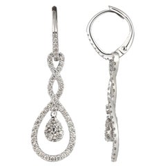 Unique 18 Karat White Gold and Diamond Earring