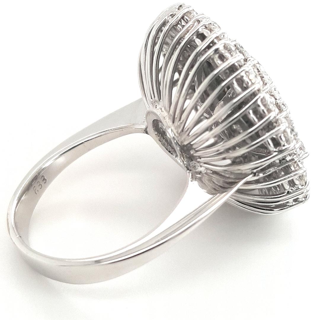 Contemporary Unique 18kt White Gold, 4ct Diamond Cocktail Ring For Sale