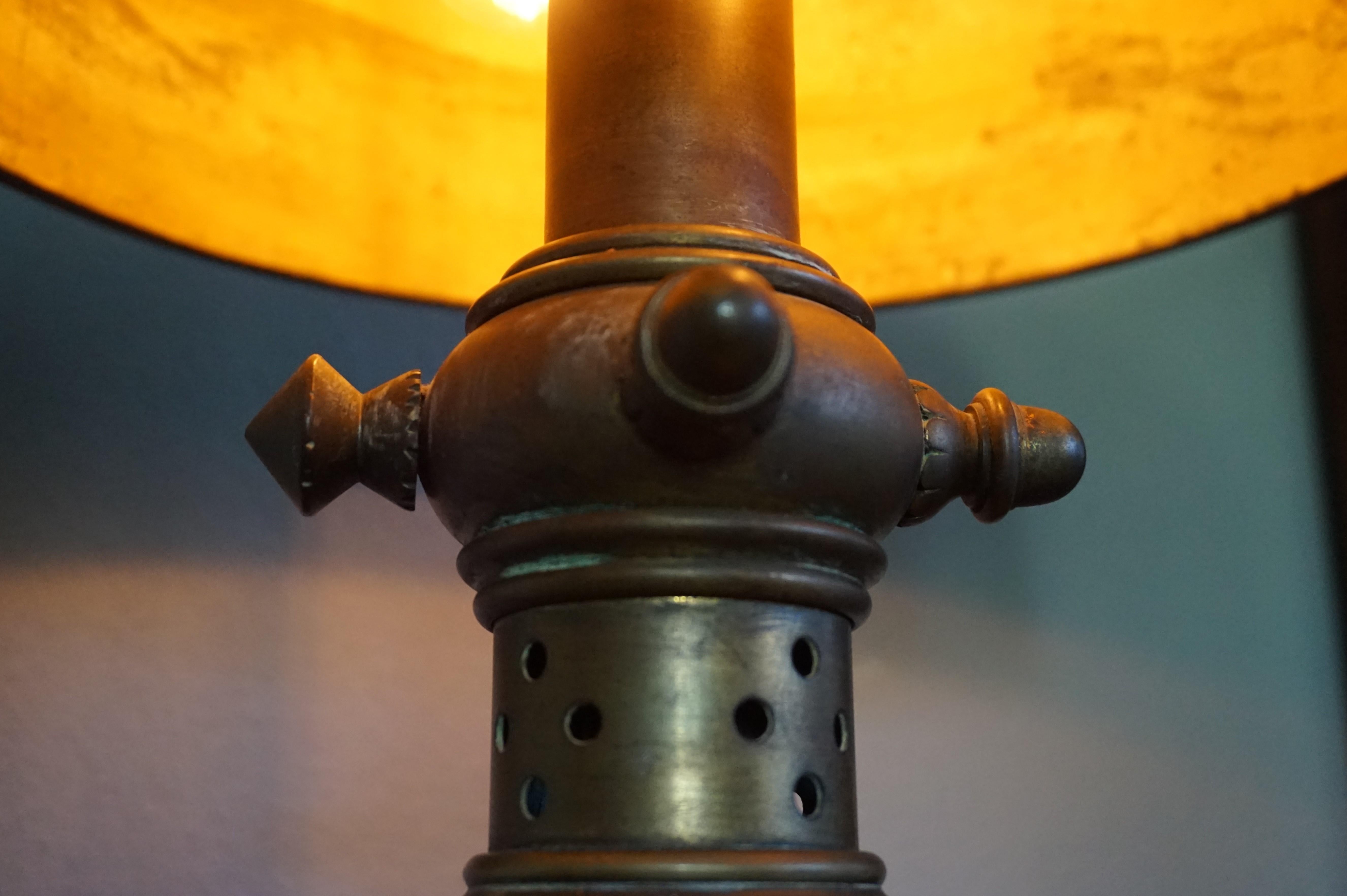 Unique 1800s Gothic Revival Bronze Church Altar Gong Also Usable as Table Lamp 5