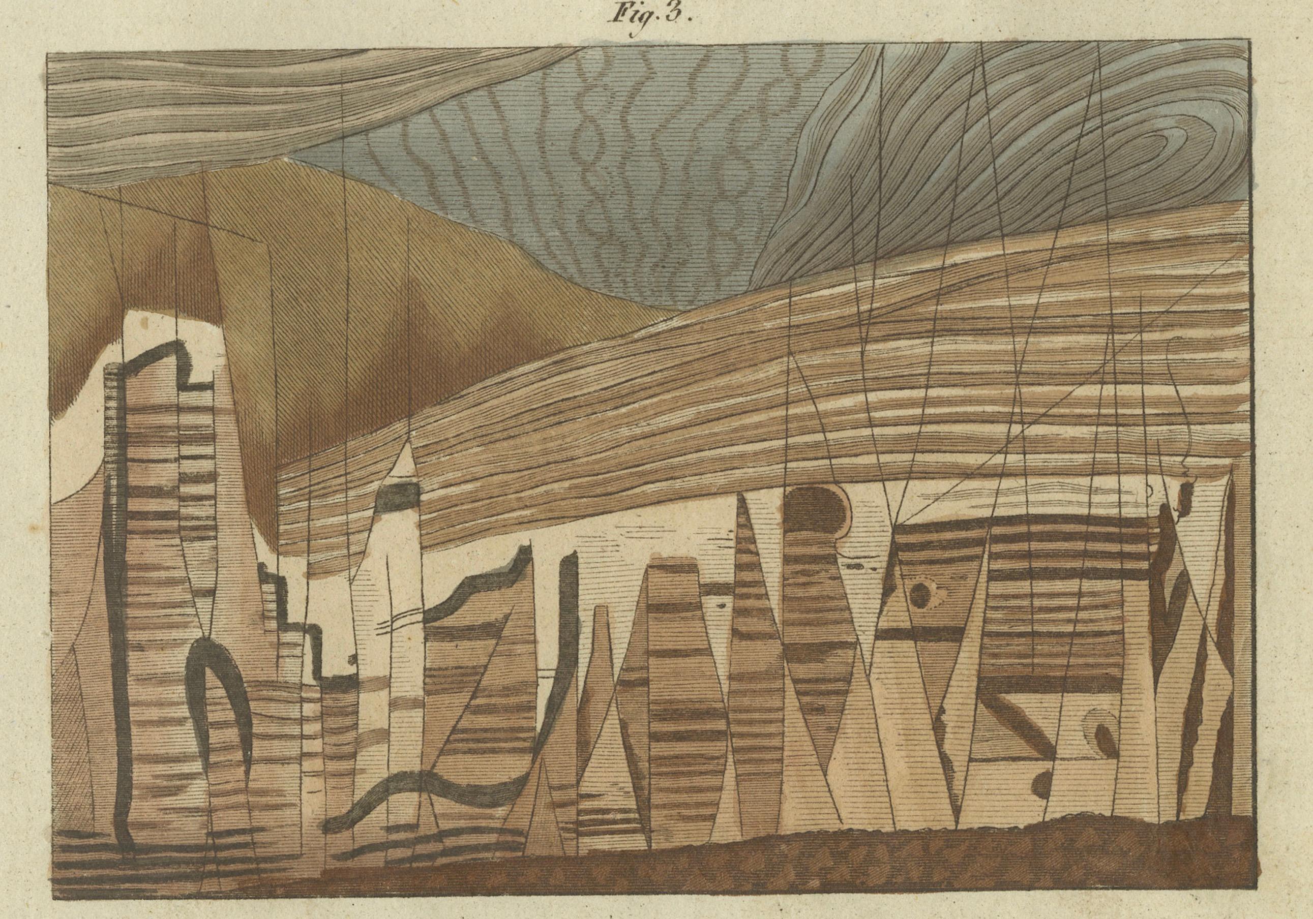 Engraved Unique 1805 Engraving of Fossilized Patterns and Geological Layers from Bertuch For Sale