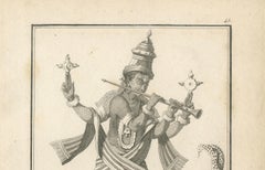 Unique 1806 Buddha Vishnu Avatar Antique Print - Hindu Engraving Collectible