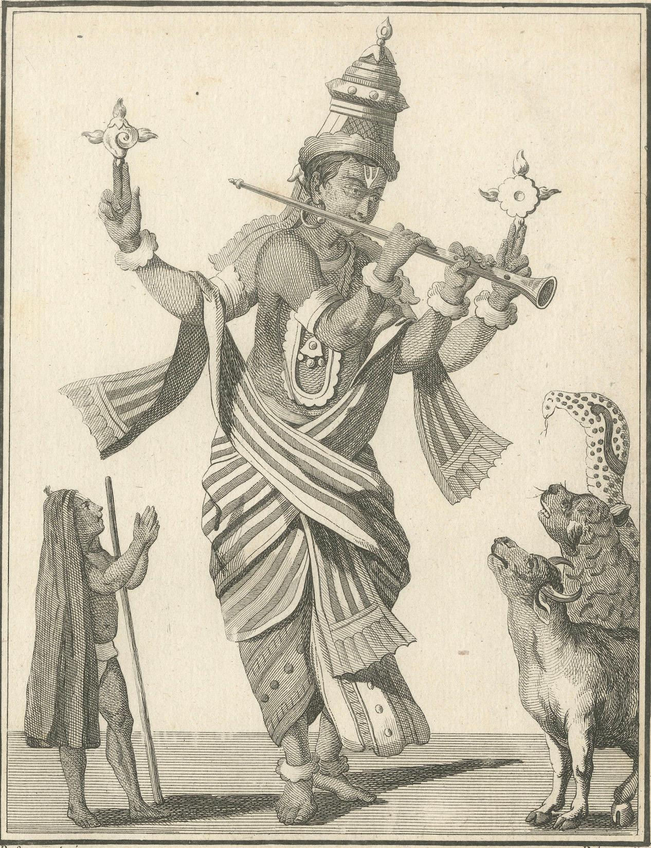 Papier Impression ancienne unique du Bouddha Vishnu Avatar, gravure hindoue, pièce de collection, 1806 en vente