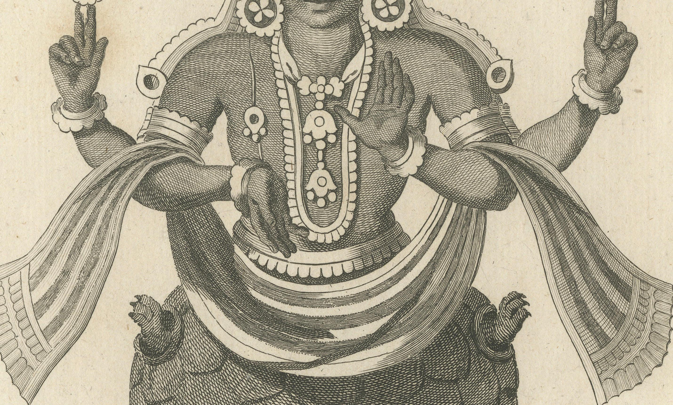 Début du XIXe siècle Impression ancienne unique du Avatar Kurma Vishnu 1806 en écailles de tortue - gravure hindoue en vente