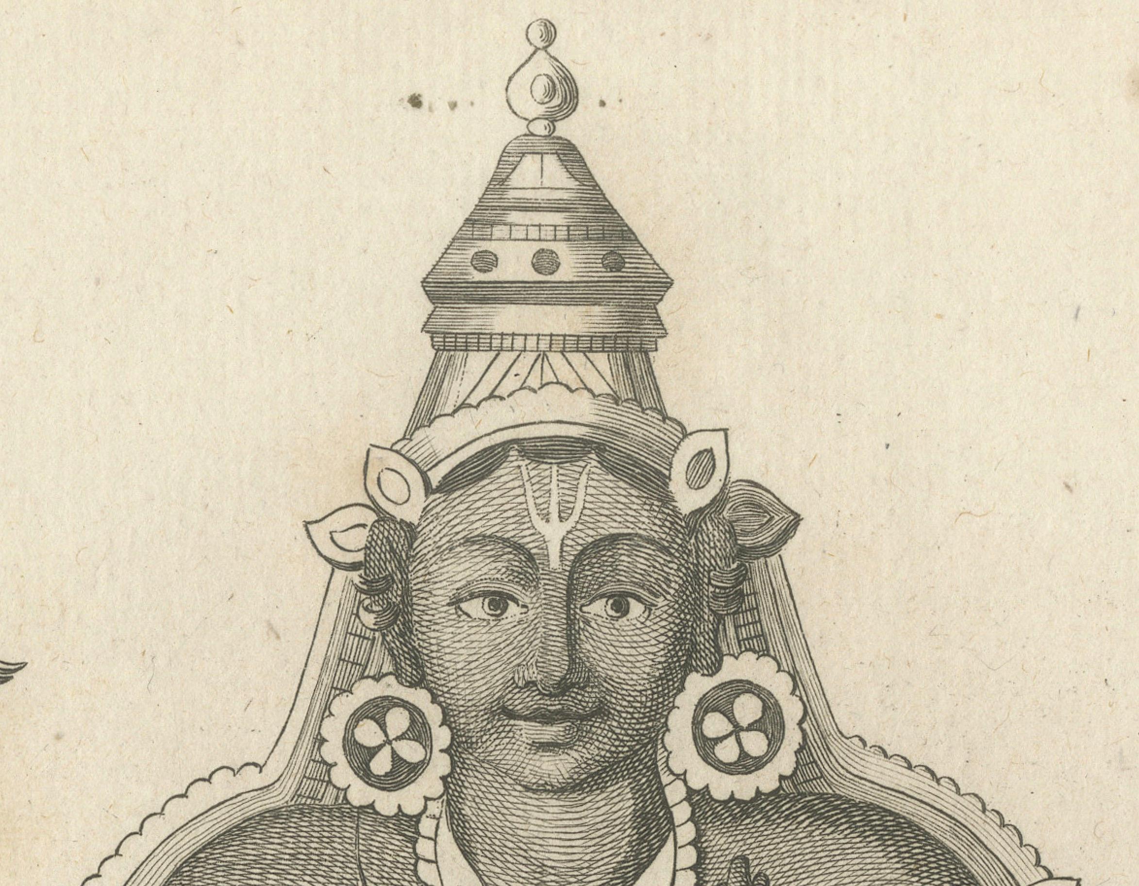 Impression ancienne unique du Avatar Kurma Vishnu 1806 en écailles de tortue - gravure hindoue en vente 1