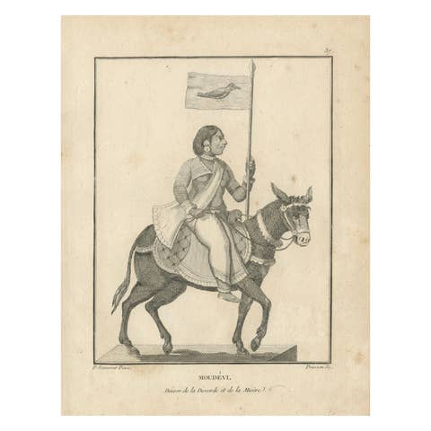 Unique 1806 Mudevi Goddess of Discord Antique Print - Hindu Engraving