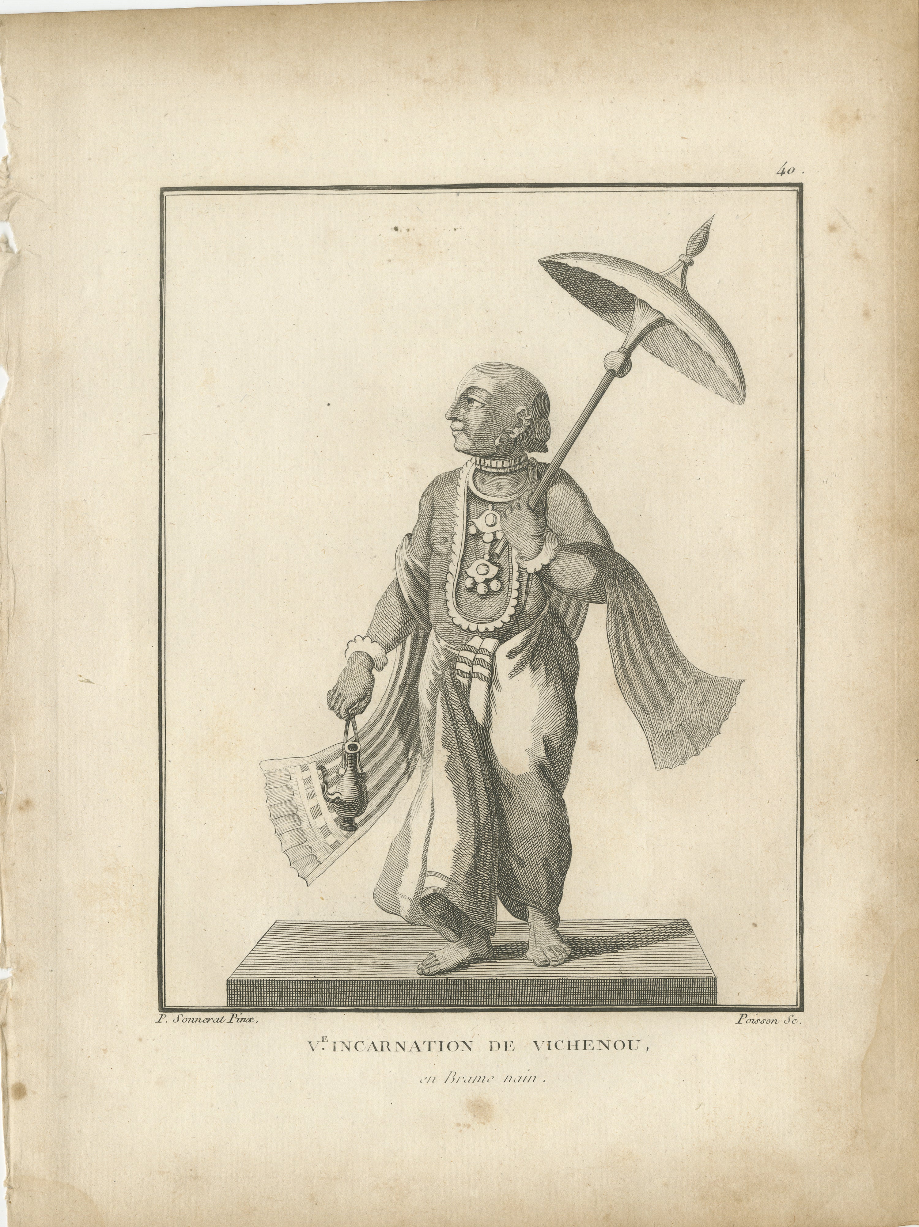 Titre : Unique 1806 Vamana Vishnu Dwarf Avatar Antique Print - Hindu Engraving

Description : Cette fascinante estampe ancienne, intitulée 