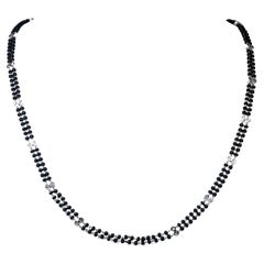 Unique 1.80ct Diamonds and Sards Necklace in 14k White Gold - IGI Certified