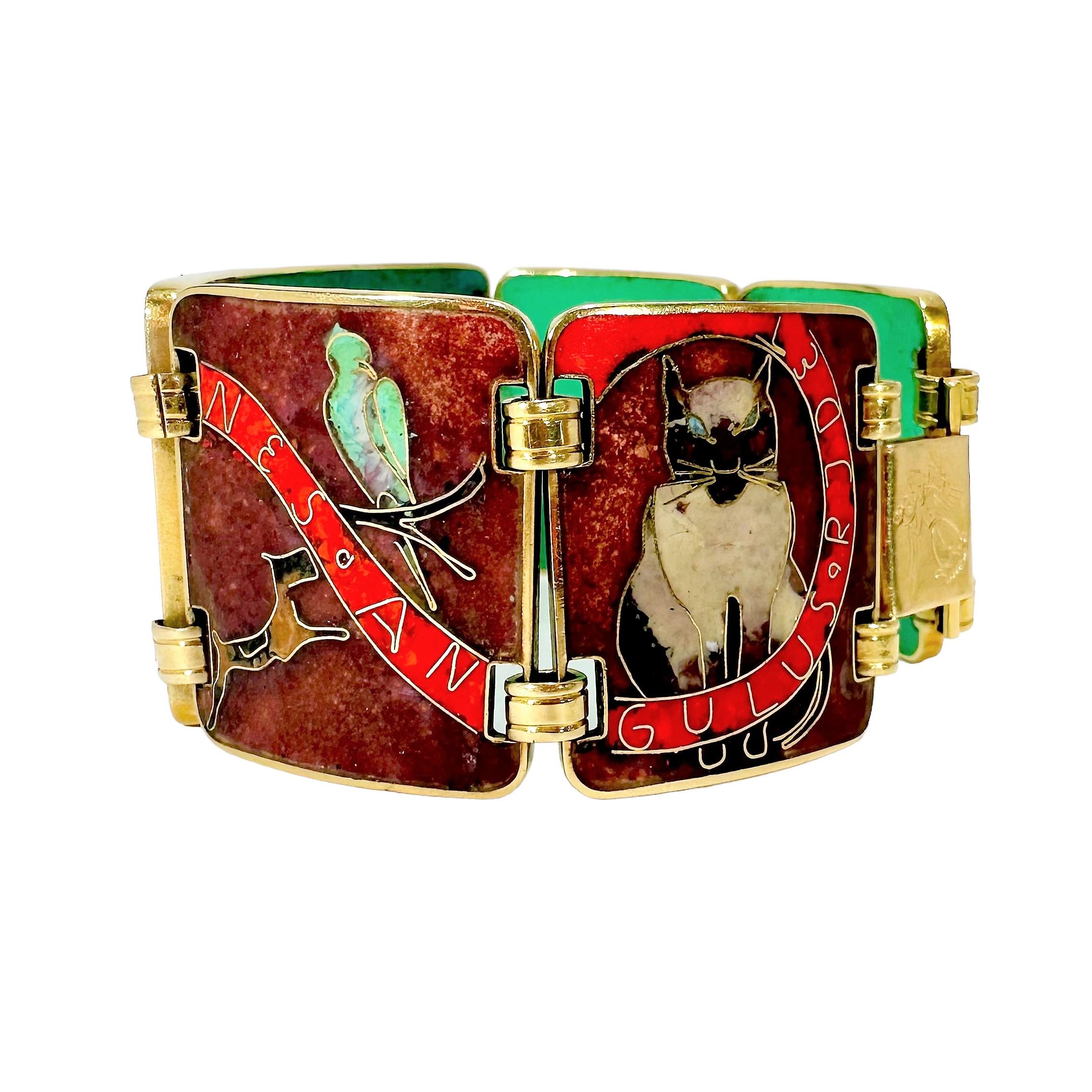 Women's or Men's Unique 18K Bisque Enamel Artisan Bracelet by Designer Kathe Ruckenbrod