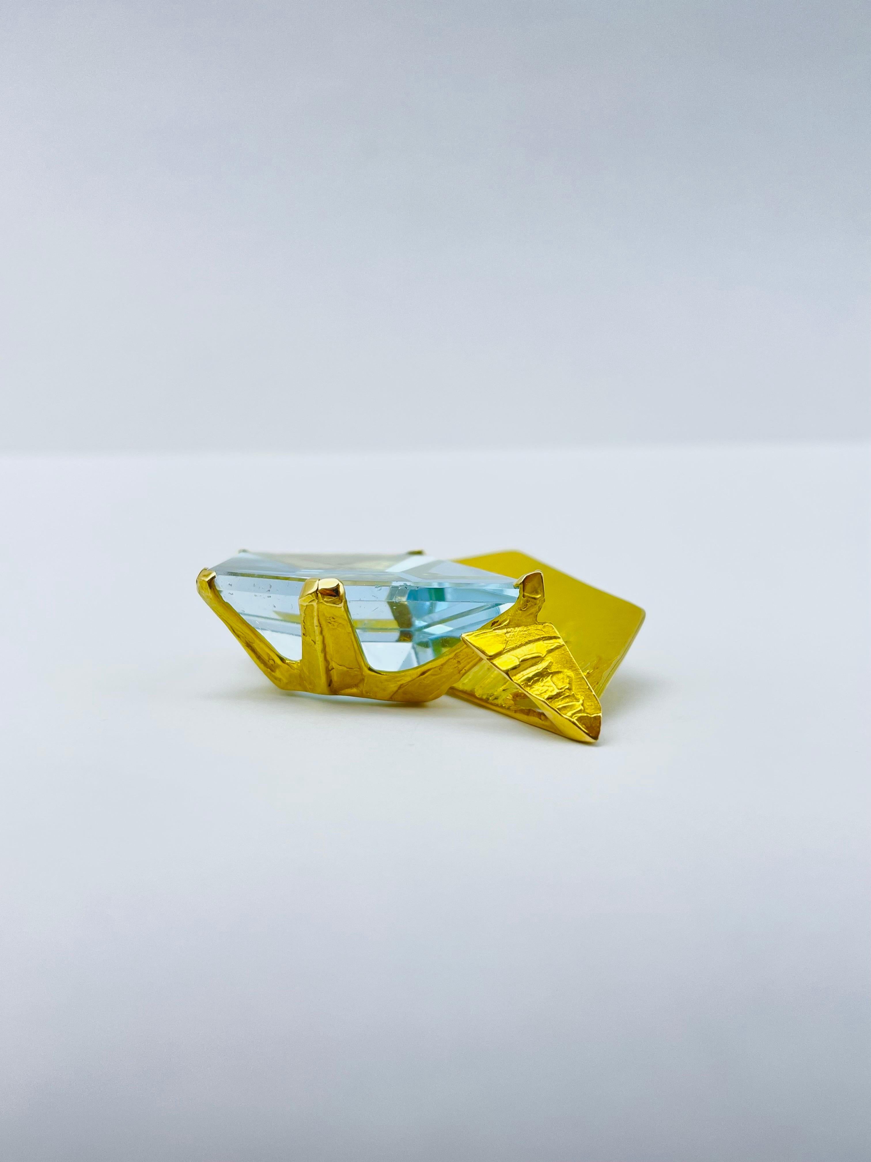 Aquamarine Unique 18k Gold Chain Pendant with , Wurzbacher For Sale 1