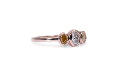 Unique 18K Rose Gold 3 Stone Ring with 0.46 ct Natural Diamonds- AIG Certificate