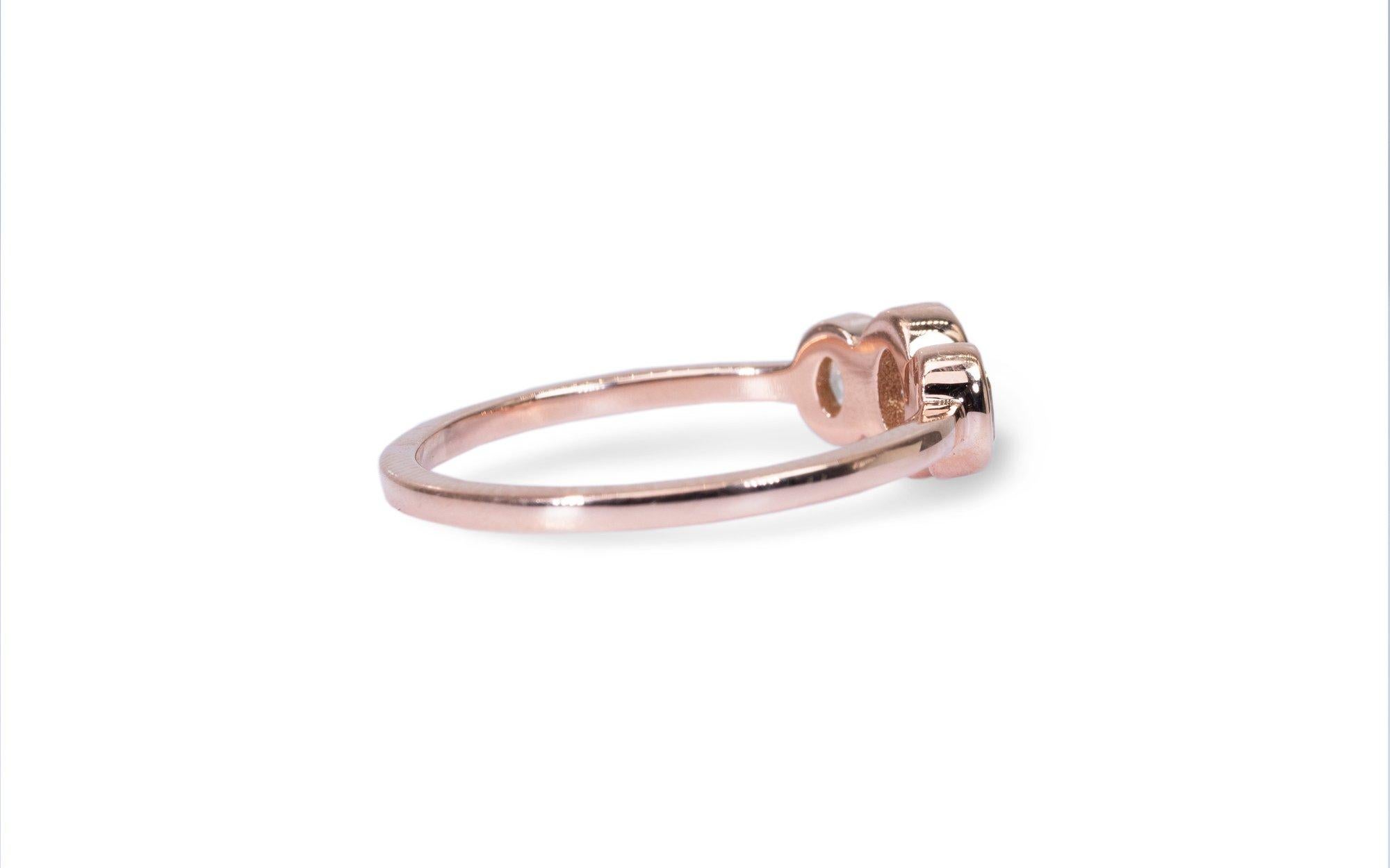 Unique 18K Rose Gold 3 Stone Ring with 0.46 ct Natural Diamonds- AIG Certificate 1