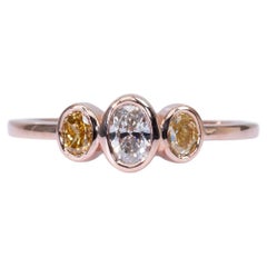 Unique 18K Rose Gold 3 Stone Ring with 0.46 ct Natural Diamonds- AIG Certificate