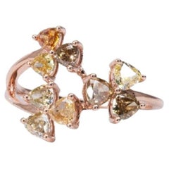 Unique 18k Rose Gold Fancy Color Ring with 1.15 Ct Natural Diamonds, AIG Cert