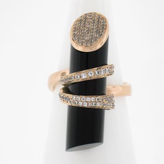 Unique 18k Rose Gold Tube Black Onyx W/ 0.46ctw Diamond Wrap Design Ring