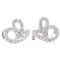 Unique 18k White Gold Butterfly Stud Earrings with 1.68ct Natural Diamonds