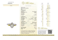 Unique 18K White Gold Halo Marquise Ring with 0.49 Ct Natural Diamonds, AIG Cert