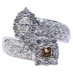 Unique 18K White Gold Ring with 1.08 Ct Natural Diamonds, IGI Cert