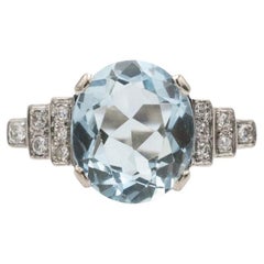 Einzigartiger Ring aus 18 Karat Weißgold mit 6,50 Karat Aquamarin und Diamanten