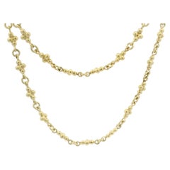 Unique 18k Yellow Gold 18" Bead Cluster 
Open Round Link Chain Necklace