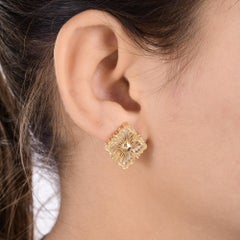 Unique 18K Yellow Gold 3.31 Ct Mother Of Pearl Gemstone Stud Earrings Jewelry