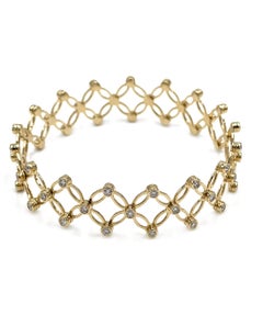 Unique 18K Yellow Gold Convertible Ring to Bracelet with Diamonds