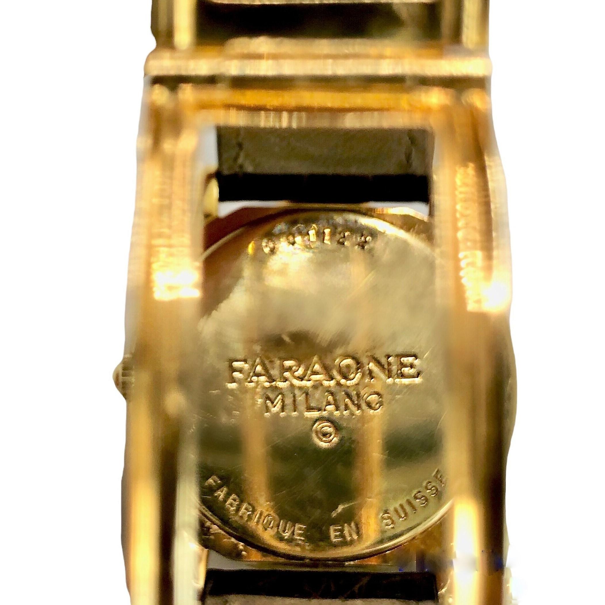 Women's or Men's Unique 18K Yellow Gold Faraone Designer Watch with Ruby Marker