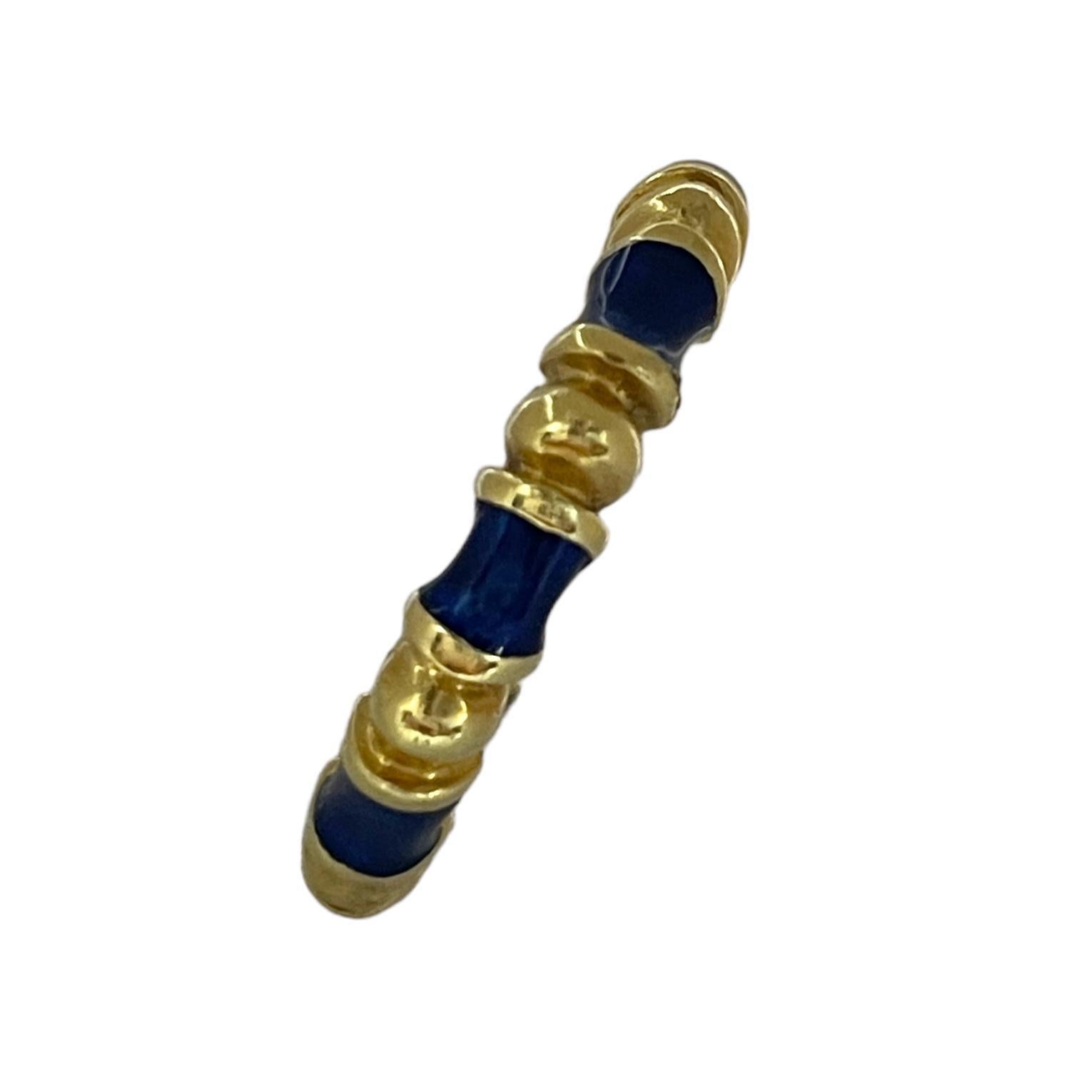 Modern Unique 18K Yellow Gold Tiffany & Co. Blue Enamel Band