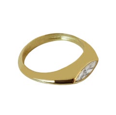 CUSTOM MADE Bague en or jaune 18k avec diamant, taille 7.75