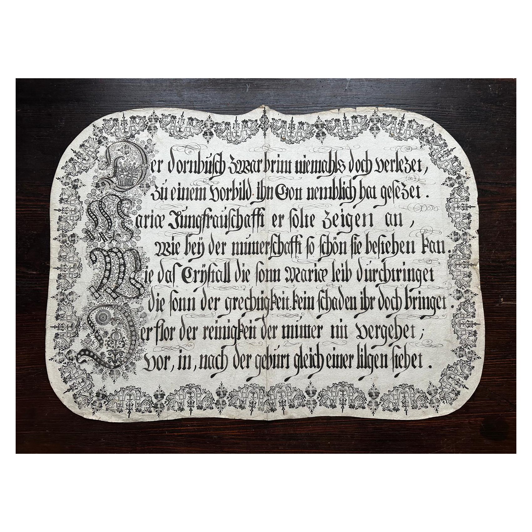 Unico del 18° secolo. Manoscritto tedesco - Poema devozionale sulla Vergine Maria, 1750 ca.
