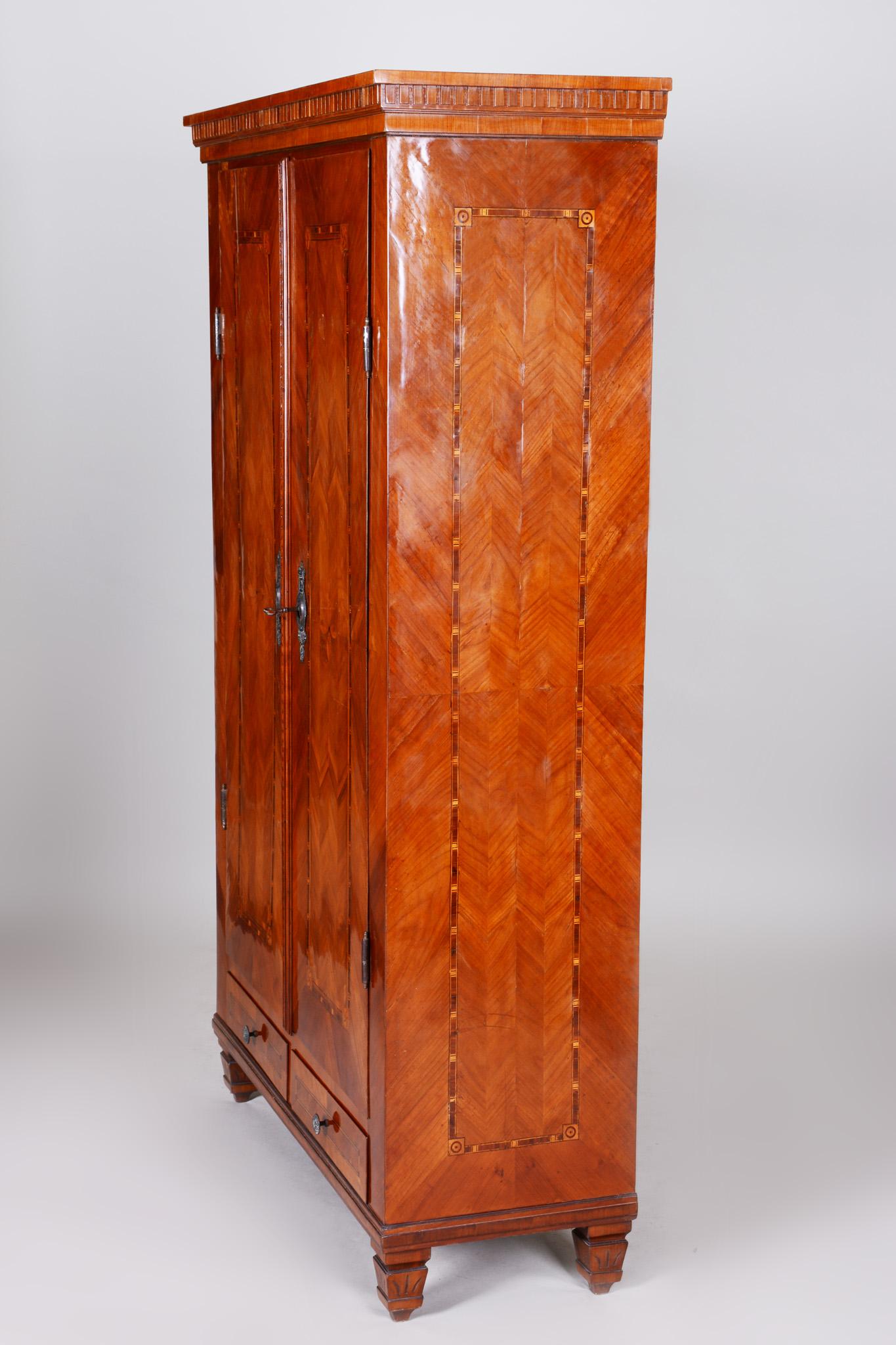 Unique 18th Century Classicism Castle Marquetry Cabinet, Cherry Tree, 1780-1789 4