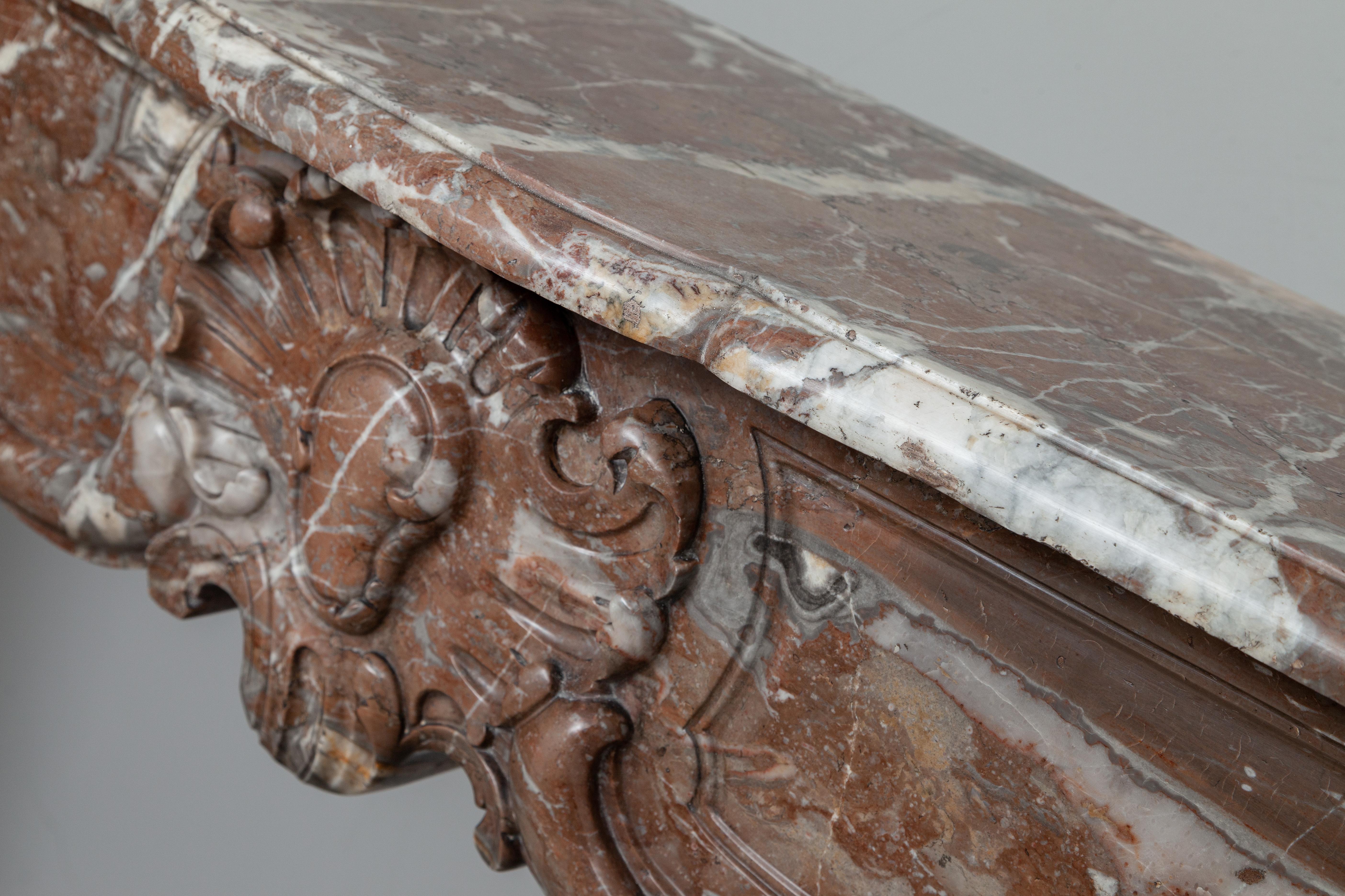 Unique 18th Century Rococo Style Marble Antique Fireplace For Sale 7