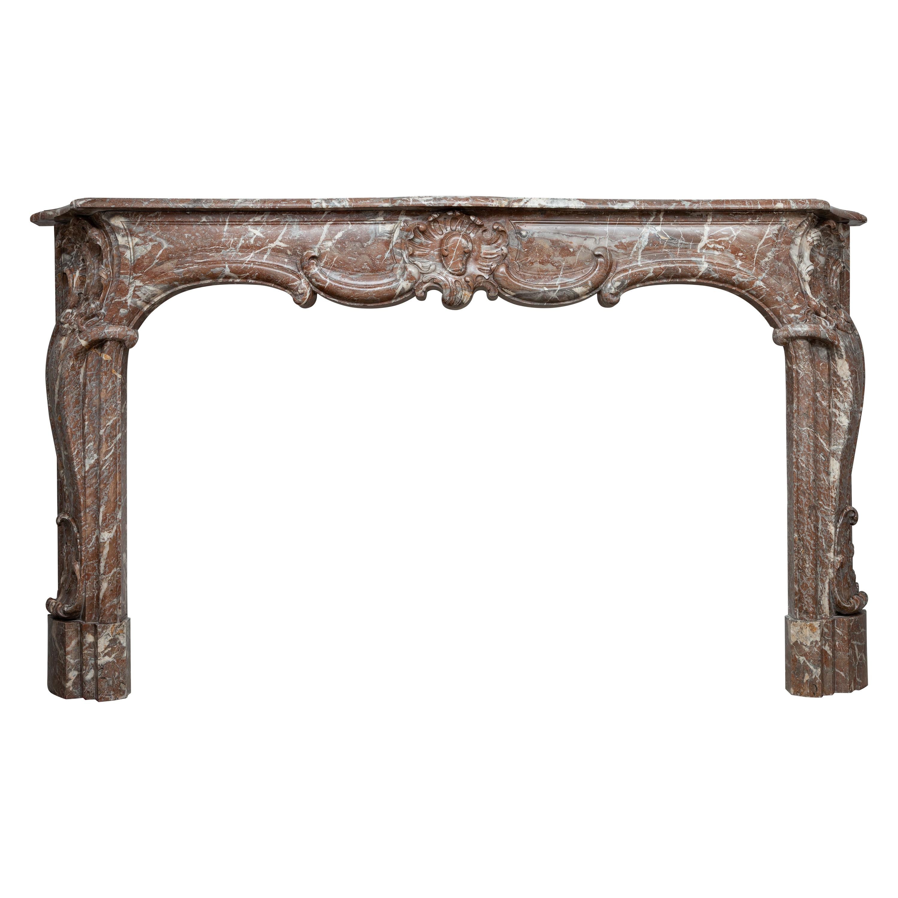 Unique 18th Century Rococo Style Marble Antique Fireplace For Sale