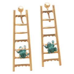 Unique 1910s Frogs on ladders earrings