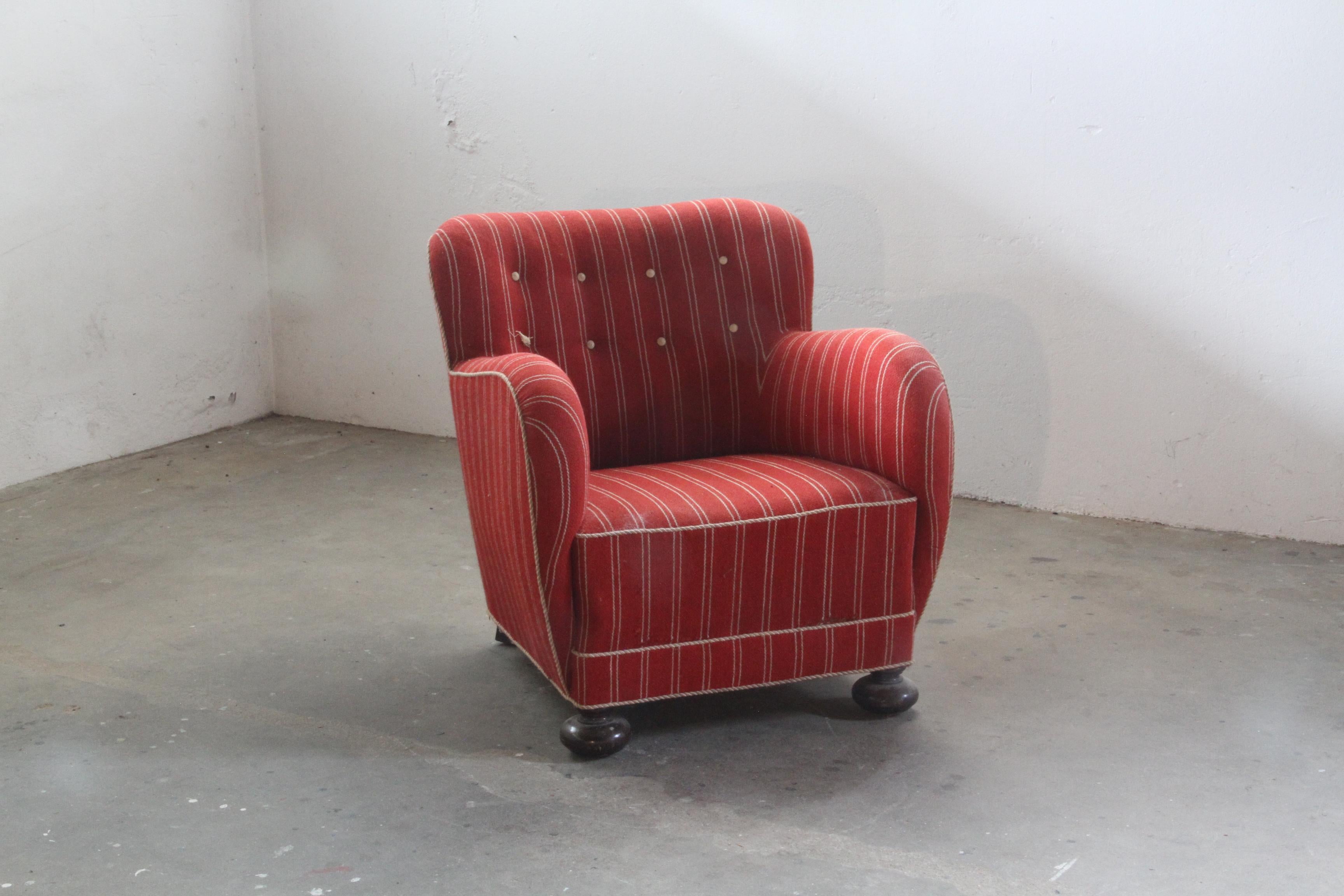 Unique 1930/40s Danish Lounge Chair Style of Fritz Hansen 6