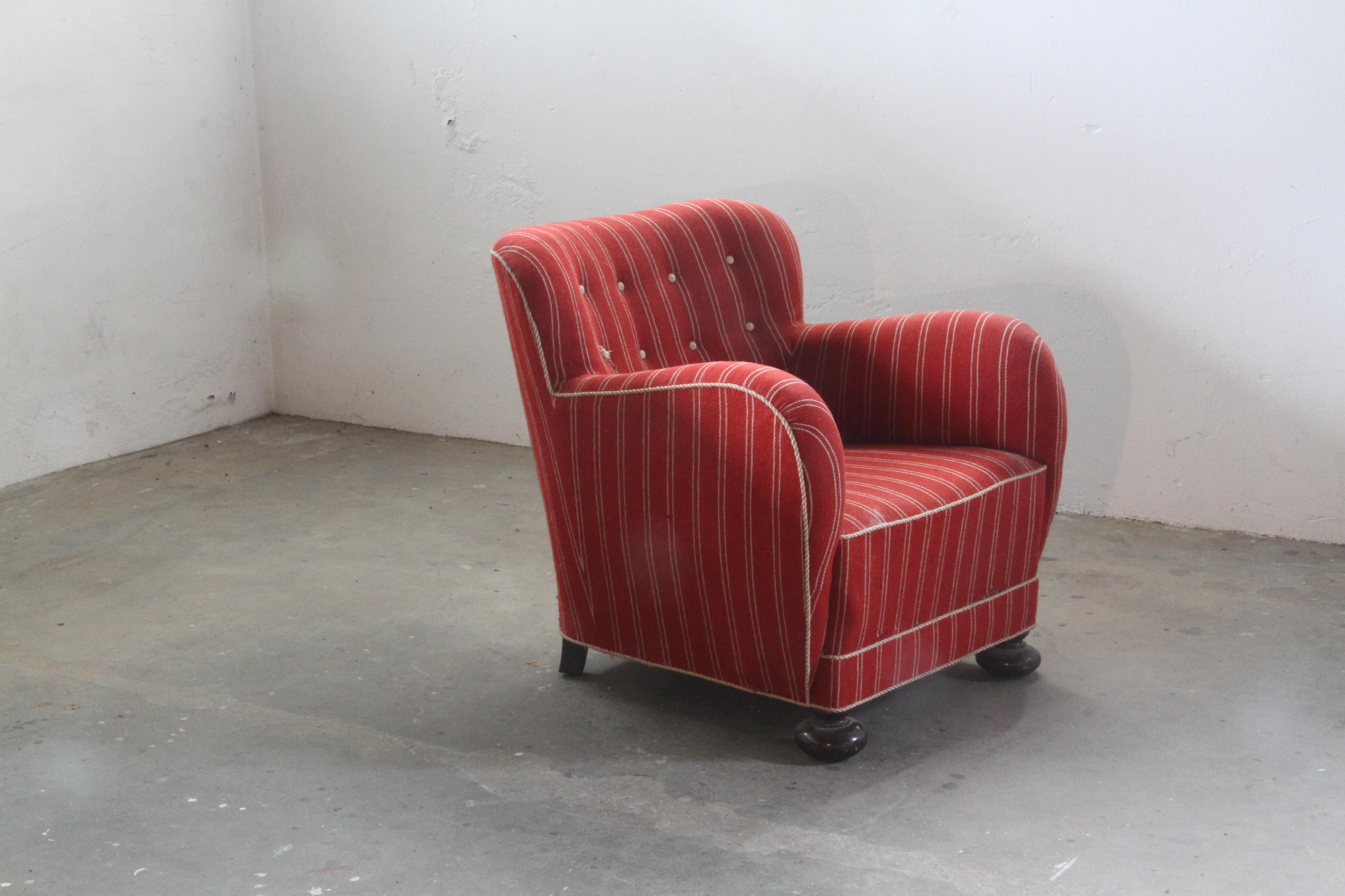 Unique 1930/40s Danish Lounge Chair Style of Fritz Hansen 7