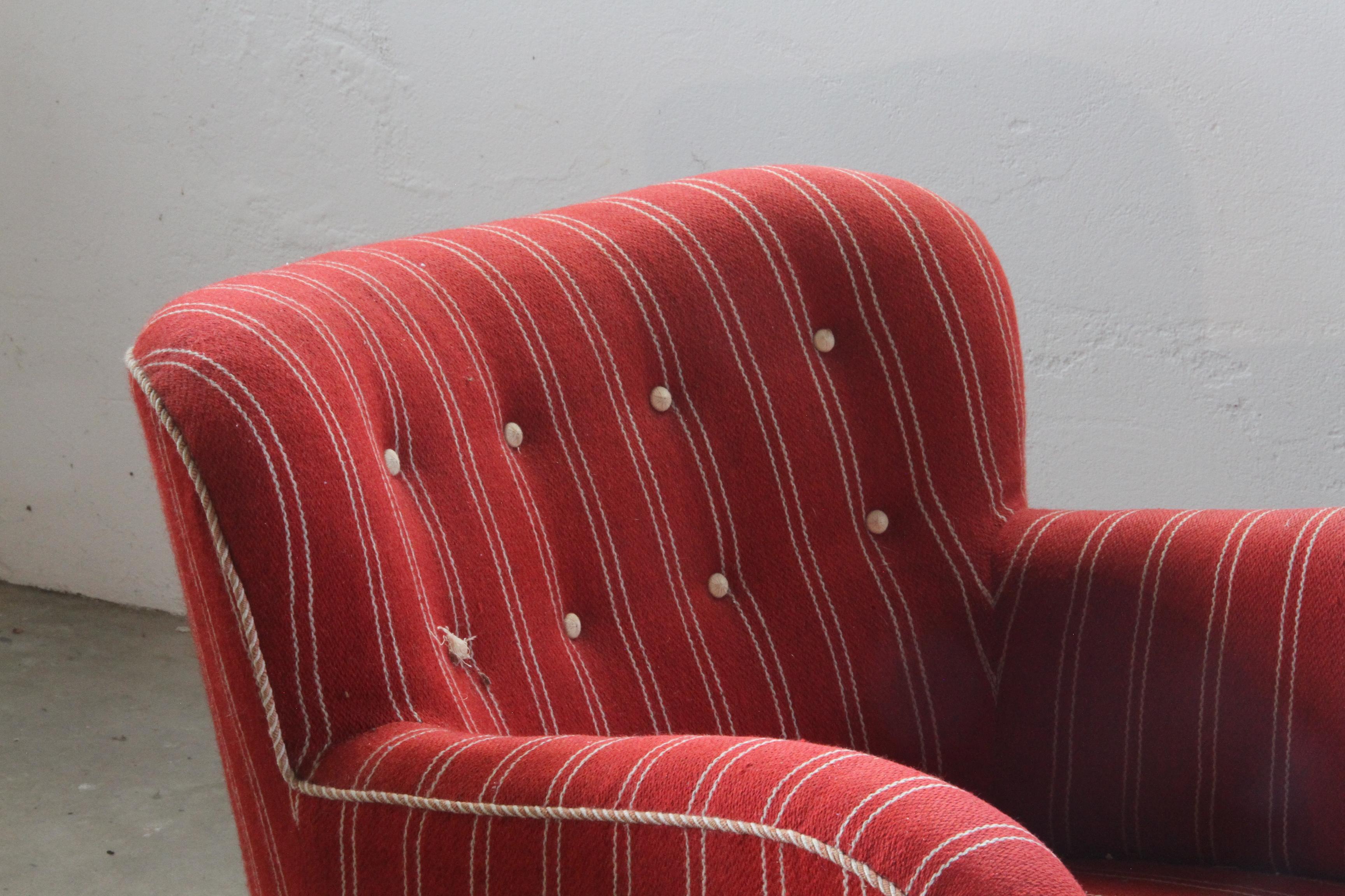 Unique 1930/40s Danish Lounge Chair Style of Fritz Hansen In Good Condition In Store Heddinge, DK