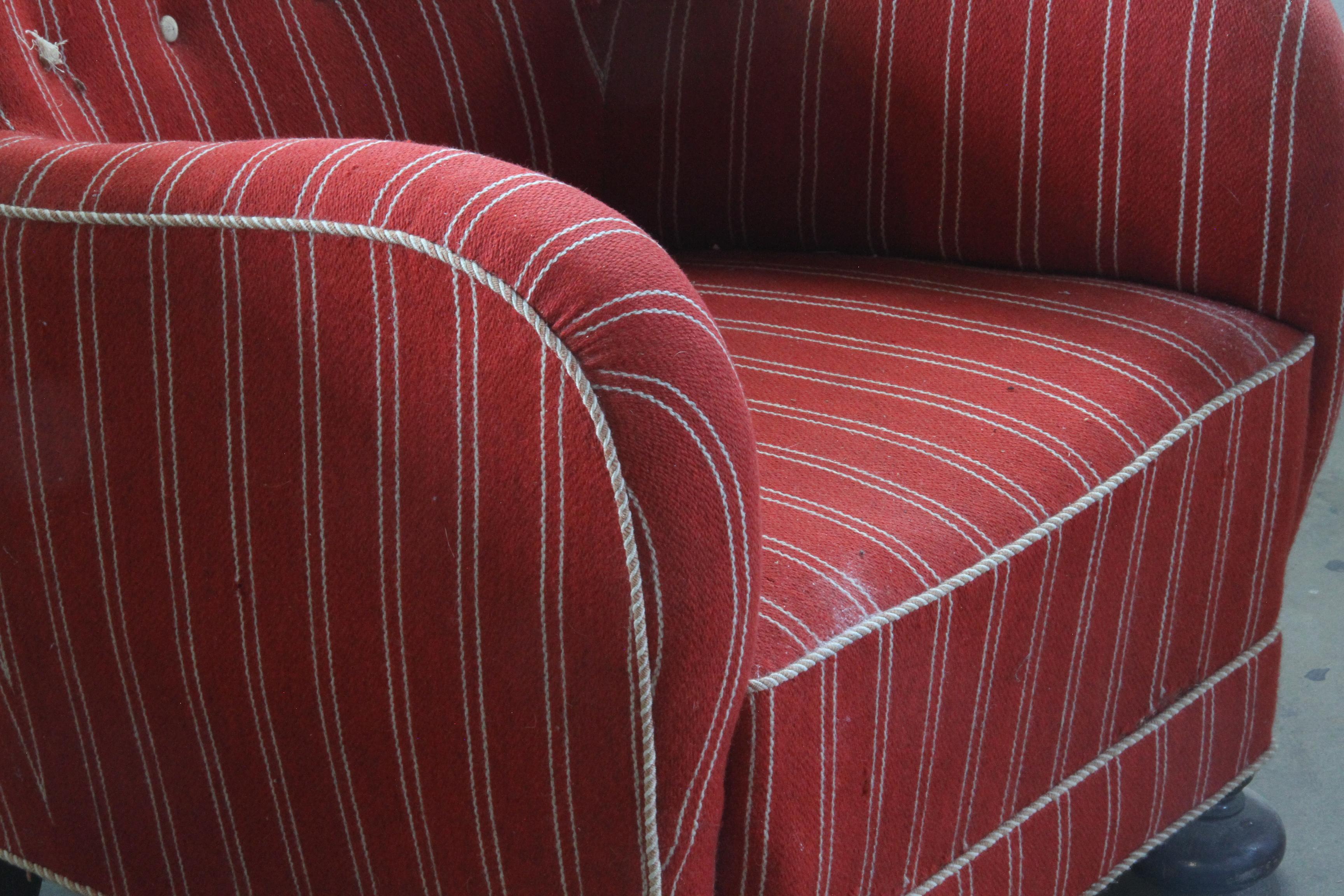 Mid-20th Century Unique 1930/40s Danish Lounge Chair Style of Fritz Hansen