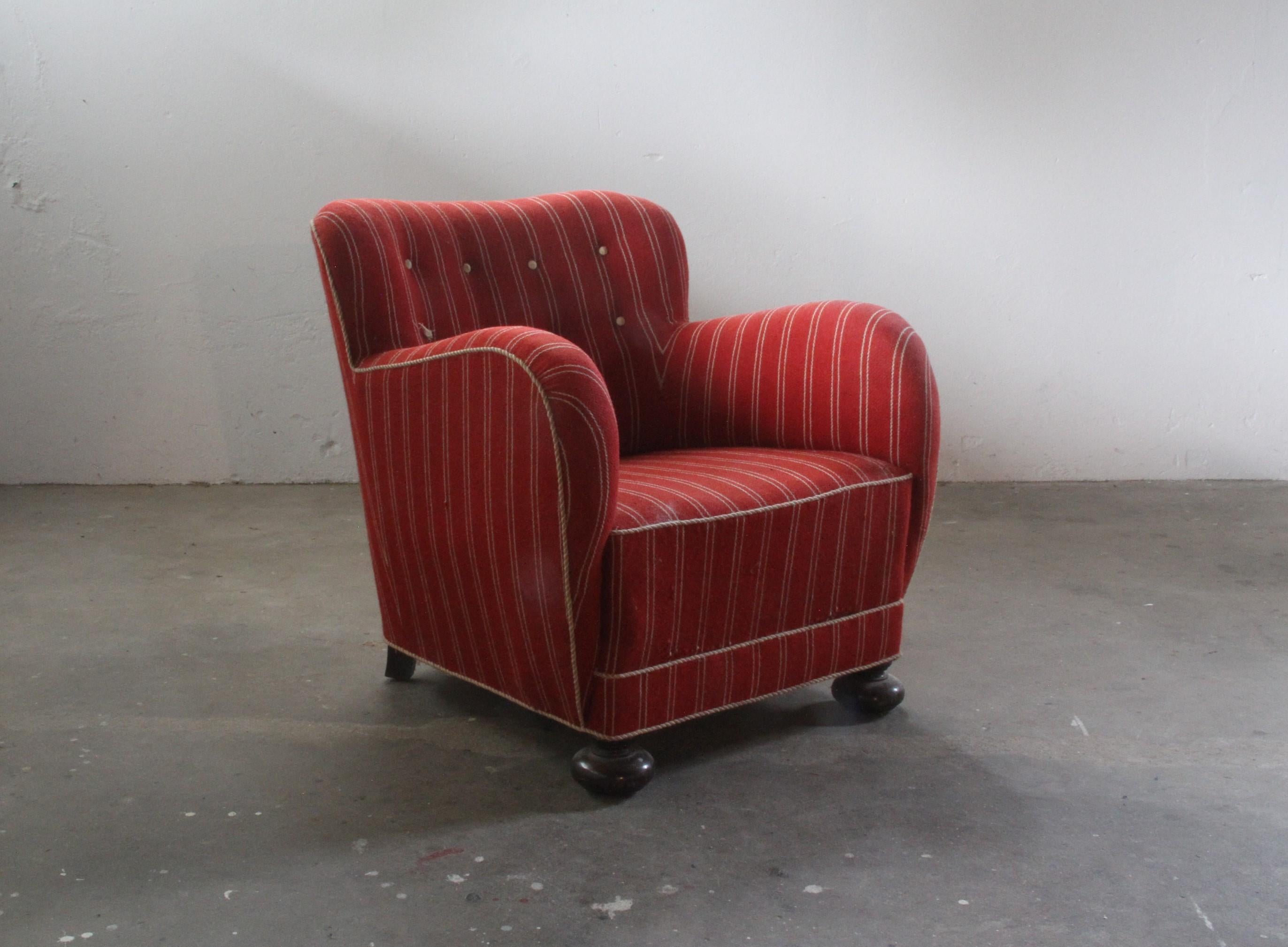 Unique 1930/40s Danish Lounge Chair Style of Fritz Hansen 2