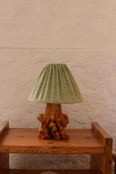 Unique 1930's birch root lamp made out of a tree. New linen handmade shade