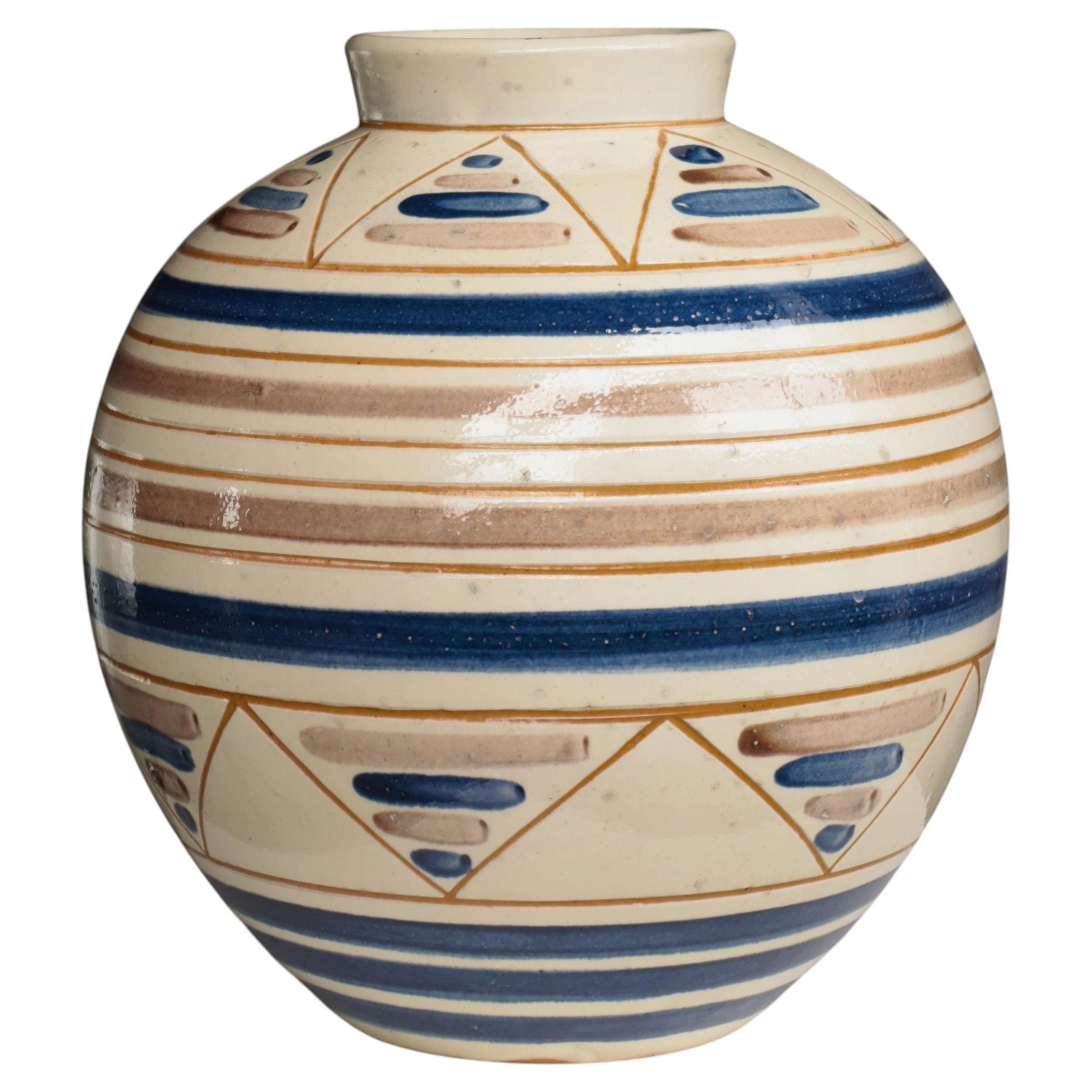 Unique 1930s Scandinavian Modernism Ceramics Vase by Grimstrup Ceramics, Denmark
