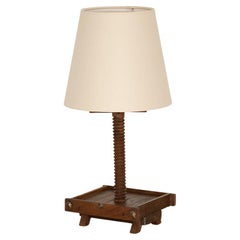 Retro Unique 1940s French Oak Table Lamp