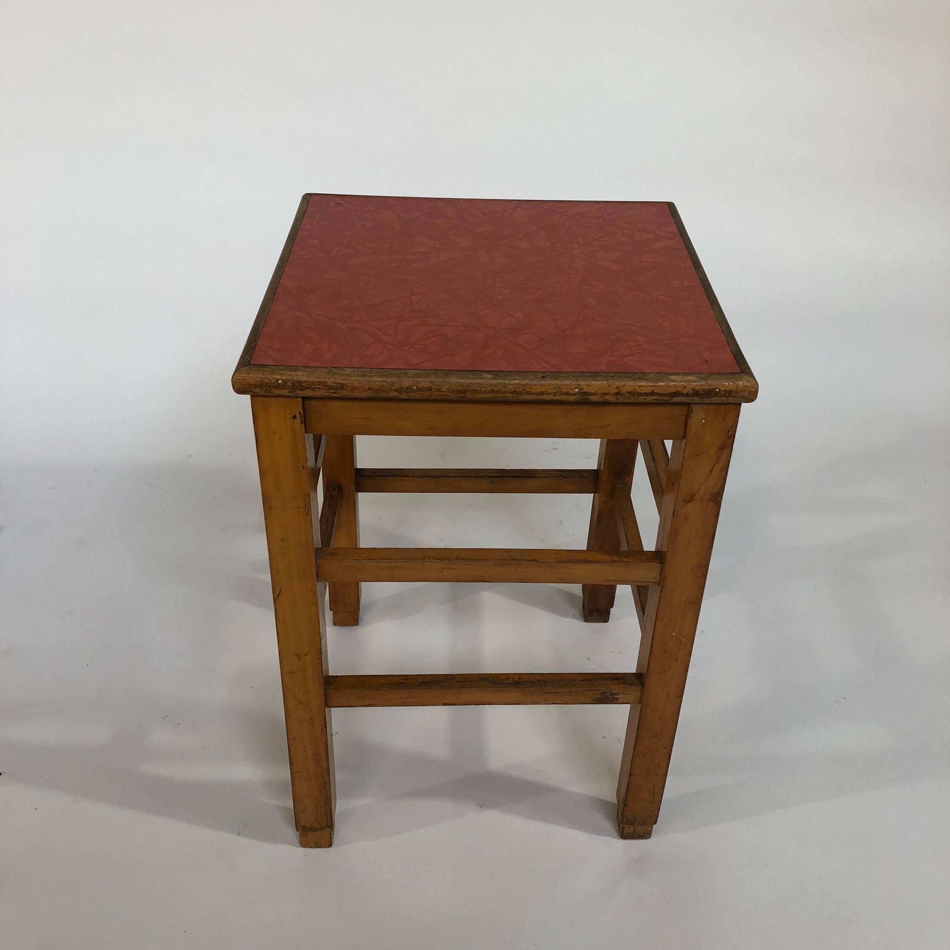 Unique 1940s Pine School Stools or Side Table In Fair Condition For Sale In Achterveld, NL
